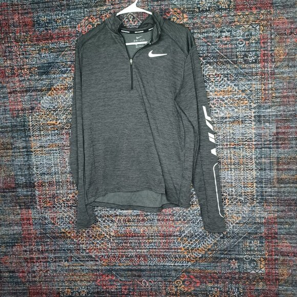 Nike mens heathered gray 1/2 zip thumbhole reflective running pullover M EUC - Picture 1 of 7
